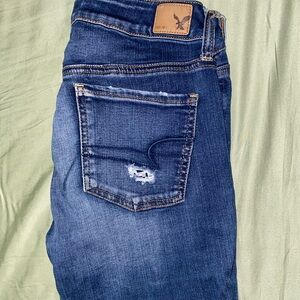 American Eagle Outfitters Dark Blue Distressed Jeans